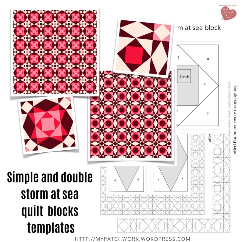 Storm at Sea Quilt Block Templates Simple and Double - Etsy