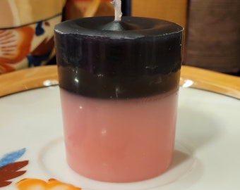 Black & Pink Spell Votive Candle. Reversal, Healing, Correcting of Love, Emotion, Beauty. Color Magick, Handpoured by The High Priestess.