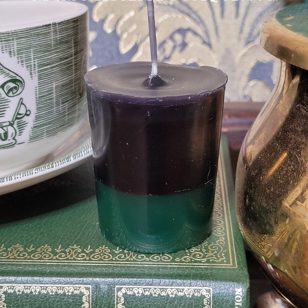 Black & Green Spell Votive Candle. Reversal, Healing, for Money, Prosperity, Growth. Color Magick, Handpoured by The High Priestess.