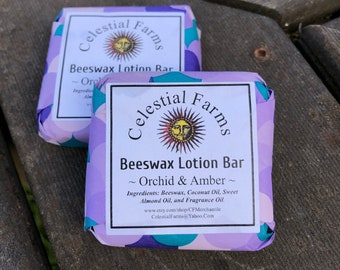 Natural Bees Wax Lotion Bar - Orchid & Amber - Beeswax Moisturizer
