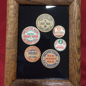 Farmhouse Decor, Antique Milk Cap Art, Vintage Milk Caps, Farm Art, Dairy, Jersey Cows