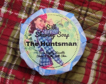 Savon à raser - The Huntsman, rasage humide, savon traité à froid, pain de savon à raser, soie brute