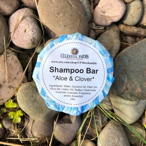 Handmade Shampoo Bar - Aloe and Clover - Cold Process,  Body Bar, Plastic Free, Camping Soap, Solid Shampoo, Eco Friendly