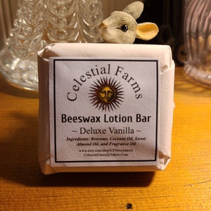 Natural Bees Wax Lotion Bar - Deluxe Vanilla - Beeswax Moisturizer, Solid Lotion