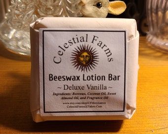 Lotion en barre à la cire d'abeille naturelle - Vanille de luxe - Crème hydratante à la cire d'abeille, lotion solide