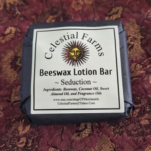 Natural Bees Wax Lotion Bar - Seduction - Beeswax Moisturizer,  Solid Lotion