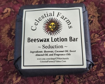 Natural Bees Wax Lotion Bar - Seduction - Beeswax Moisturizer,  Solid Lotion