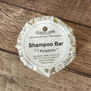 Handmade Shampoo Bar - 7 Kingdoms, Cold Process,  Body Bar, Plastic Free, Camping Soap, Solid Shampoo