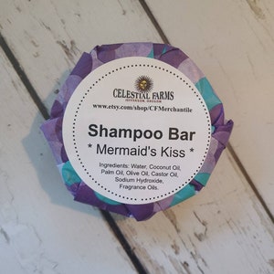 Handmade Shampoo Bar - Mermaid&#39;s Kiss, Cold Process,  Body Bar, Plastic Free, Camping Soap, Solid Shampoo, Eco Friendly