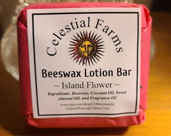 Lotion en barre à la cire d'abeille naturelle - Fleur de l'île / Plumeria - Crème hydratante à la cire d'abeille