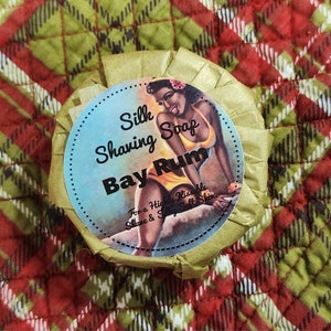 Shaving Soap Bay Rum, Wet Shave, Cold Process Soap, Shave Soap Bar, Raw Silk image 1