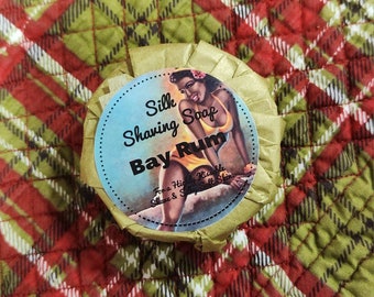 Shaving Soap - Bay Rum, Wet Shave, Cold Process Soap, Shave Soap Bar, Raw Silk