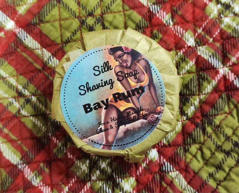 Shaving Soap Bay Rum, Wet Shave, Cold Process Soap, Shave Soap Bar, Raw Silk image 1