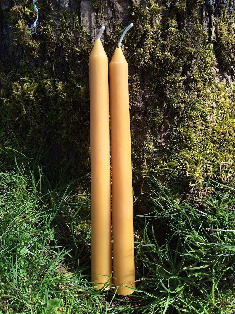 Beeswax Taper Candle Pair 10 inch Bees wax Tapered Candles Etsy