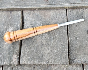 Hand Turned Wooden Crochet hook - Mango Wood - Size K - 6.5mm