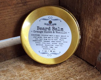 Beeswax Beard Balm - Natural, Bees Wax - Orange Clove & Vanilla