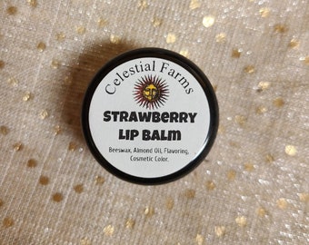 Baume à lèvres naturel à la cire d'abeille - fraise, cire d'abeille