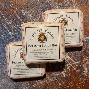 Natural Bees Wax Lotion Bar - Grapefruit & Lavender - Beeswax Moisturizer
