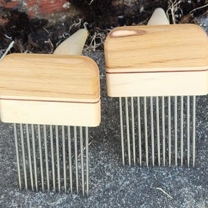 Wool combs - Single Row - Maple and Canary Wood