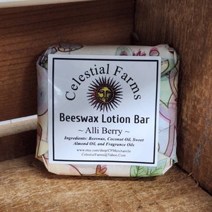 Natural Bees Wax Lotion Bar - Alli Berry - Goji Berry - Beeswax Moisturizer