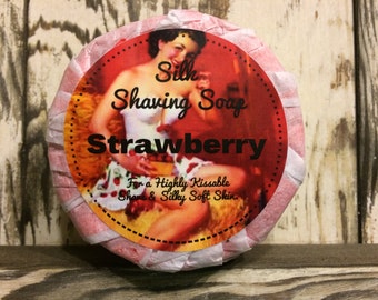 Raw Silk Shaving Soap -Strawberry