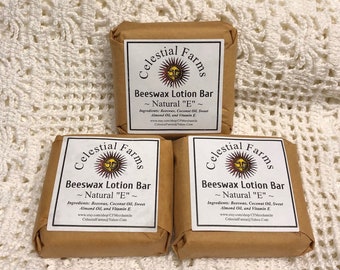 Natural Bees Wax Lotion Bar - Natural E - Beeswax Moisturizer,  Solid lotion