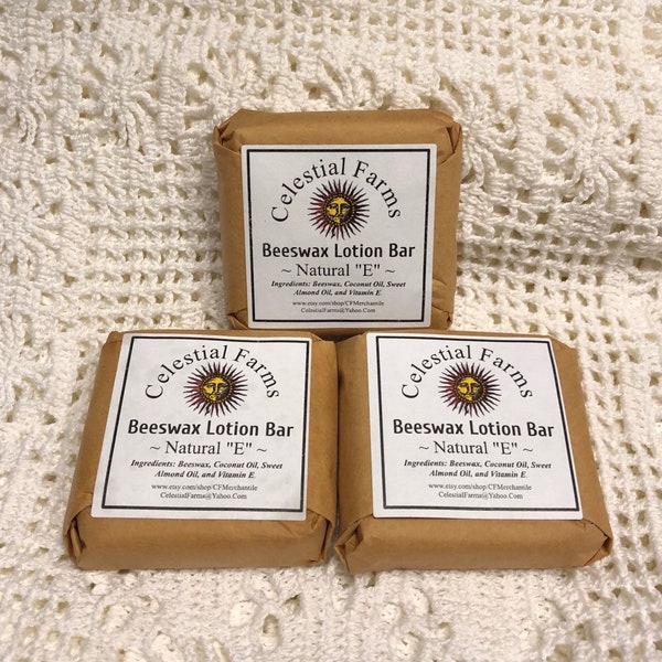 Natural Bees Wax Lotion Bar - Natural E - Beeswax Moisturizer,  Solid lotion