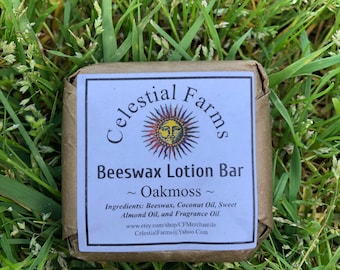 Natural Bees Wax Solid Lotion Bar - Oakmoss - Beeswax Moisturizer