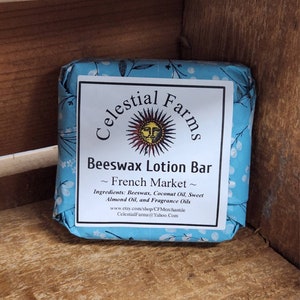 Natural Bees Wax Lotion Bar - French Market - Beeswax Moisturizer