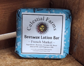 Natural Bees Wax Lotion Bar - French Market - Beeswax Moisturizer