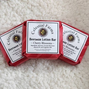 Natural Bees Wax Lotion Bar - Cherry Blossoms - Beeswax Moisturizer