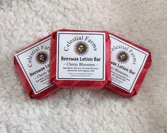 Natural Bees Wax Lotion Bar - Cherry Blossoms - Beeswax Moisturizer