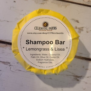 Handmade Shampoo Bar - Lemongrass and Litsea, Cold Process,  Body Bar, Plastic Free, Camping Soap, Solid Shampoo