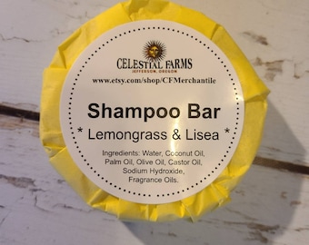Shampoing en barre fait main - Citronnelle et litsea, traitement à froid, barre pour le corps, sans plastique, savon de camping, shampoing solide