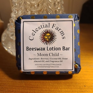 Natural Bees Wax Lotion Bar - Moon Child - Beeswax Moisturizer