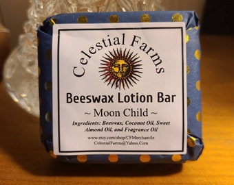 Natural Bees Wax Lotion Bar - Moon Child - Beeswax Moisturizer