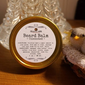 Beeswax Beard Balm - Natural, Unscented Fragrance Free, Bees Wax