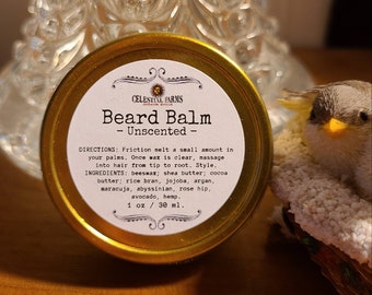 Beeswax Beard Balm - Natural, Unscented Fragrance Free, Bees Wax