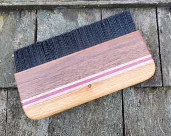 Drum Carder / Blending Board Packing Brush - Black Walnut and Purple Heart - 8" Long