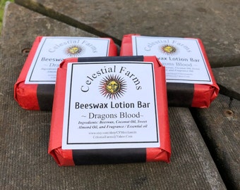 Natural Handmade Lotion Bar Bees Wax - Dragons Blood - Beeswax Moisturizer