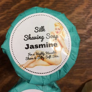 Shaving Soap - Jasmine, Wet Shave, Cold Process Soap, Shave Soap Bar, Raw Silk