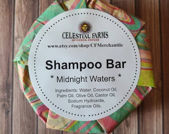 Handmade Shampoo Body Wash Bar - Midnight Waters, Cold Process,  Body Bar, Plastic Free, Camping Soap, Solid Shampoo