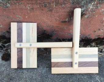 Wool / Cotton Hand Carders Combs - Poplar  - Carding Combs Fleece Carder Wool Comb, 72 TPI,  Black Walnut and Blue Stain Pine