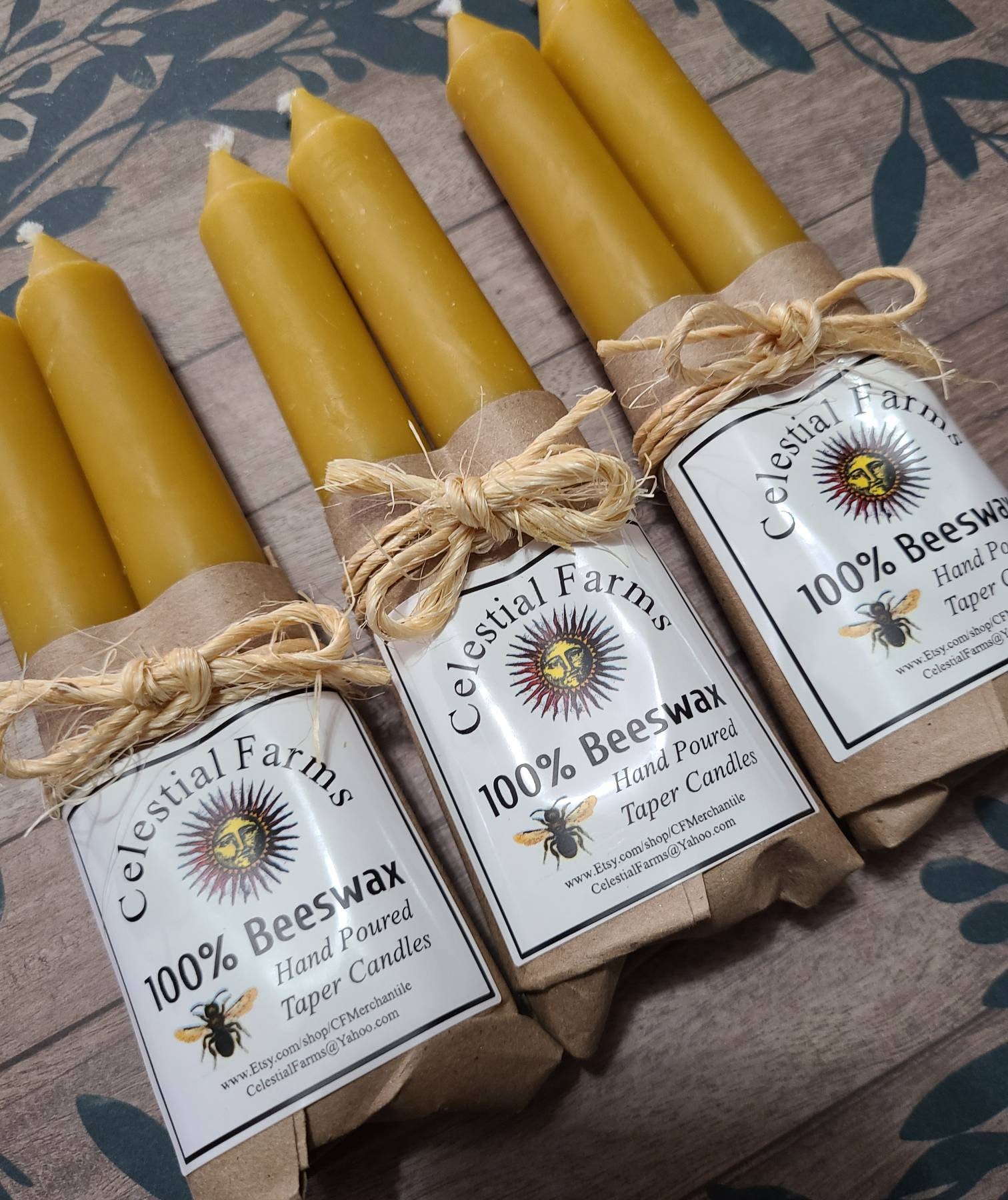Set Di 6 Candele Coniche In Cera D'Api Verde 22,9 Cm – Arrotolate A Mano, Senza Profumo E Senza Gocce Per Cena E Matrimoni - 2