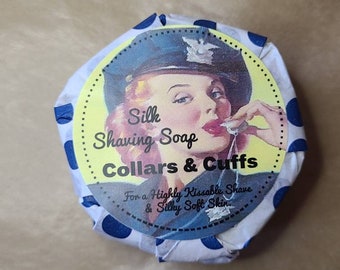 Shaving Soap - Collars & Cuffs, Wet Shave, Cold Process Soap, Shave Soap Bar, Raw Silk