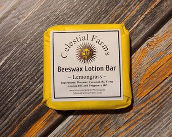 Lotion Bar - Natural Bees Wax Solid Lotion- Lemongrass - Beeswax Moisturizer