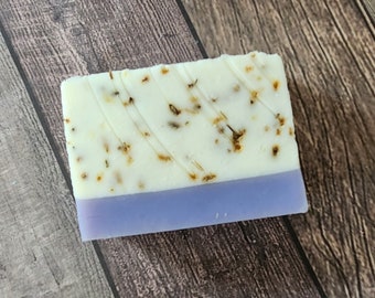 Savon de suif fait main - Savon à la lavande - Pain de savon traité à froid, savon naturel fait maison