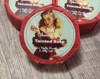 Shaving Soap - Tainted Rose, Wet Shave, Cold Process Soap, Shave Soap Bar, Raw Silk