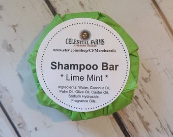 Handmade Shampoo Bar - Lime Mint, Cold Process,  Body Bar, Plastic Free, Camping Soap, Solid Shampoo