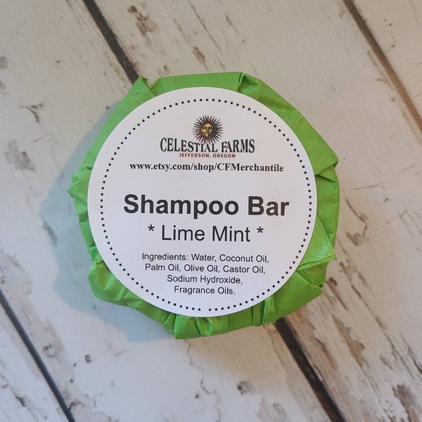 Handmade Shampoo Bar - Lime Mint, Cold Process,  Body Bar, Plastic Free, Camping Soap, Solid Shampoo